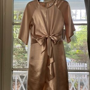Laundry by Shelli Segal gold satin tie dress